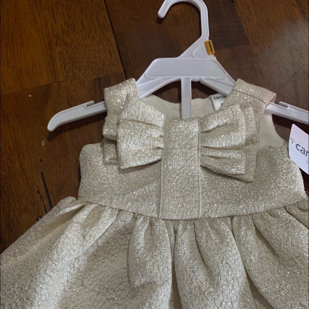 Baby girls newborn ivory and gold dress